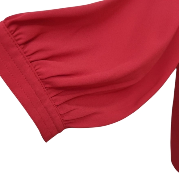 LOFT Blouse Women's Red Square Neck 3/4 Wide Sleeve Top Size S - Picture 7 of 7
